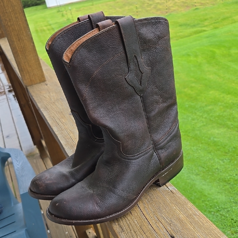 Resistol Ranch Brown Leather Men's Riding Work Farm Boots 9.5 G 9 1/2 G